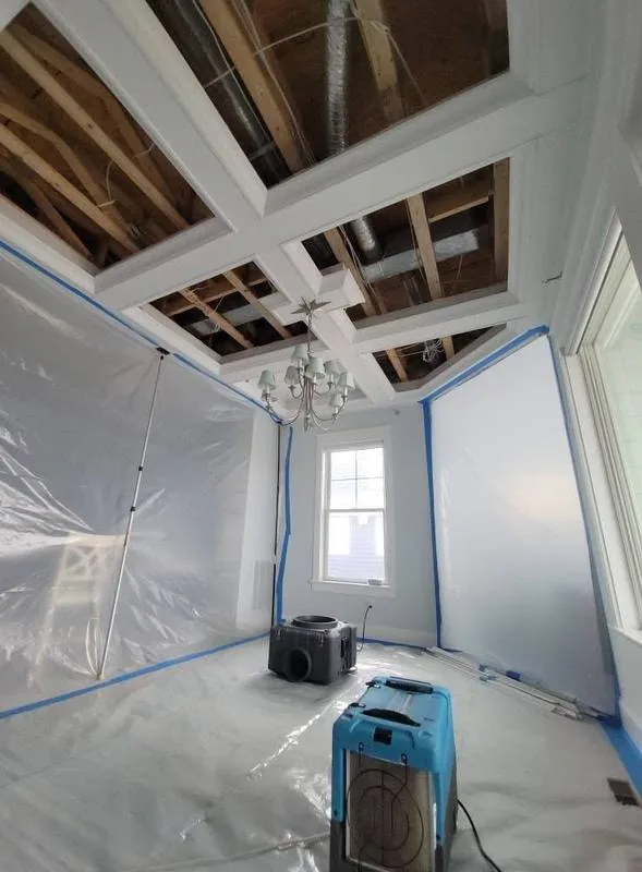 Mold remediation containment equipment setup