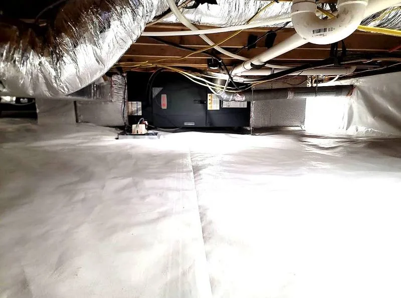 Sealed crawl space after full encapsulation in Sussex County Delaware