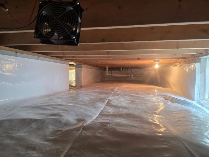 Sealed crawlspace with vapor barrier and ventilation Sussex County DE
