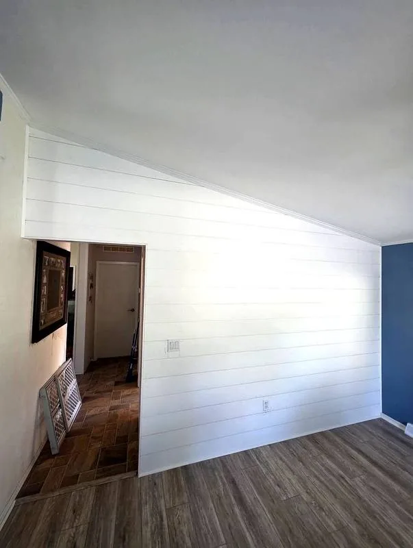 Shiplap accent wall carpentry installation